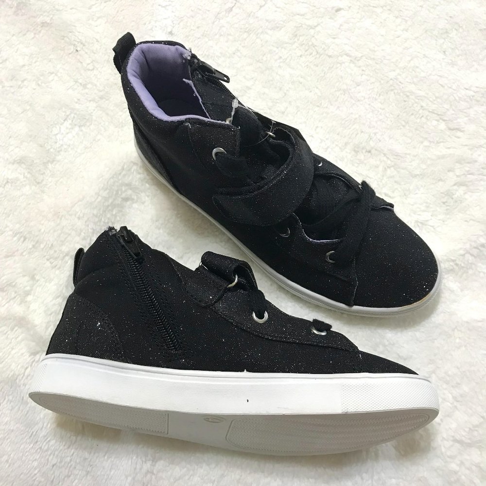 Cat & Jack Sneakers Shoes Girls Size 4 Black and White Glitter High Tops Regan
